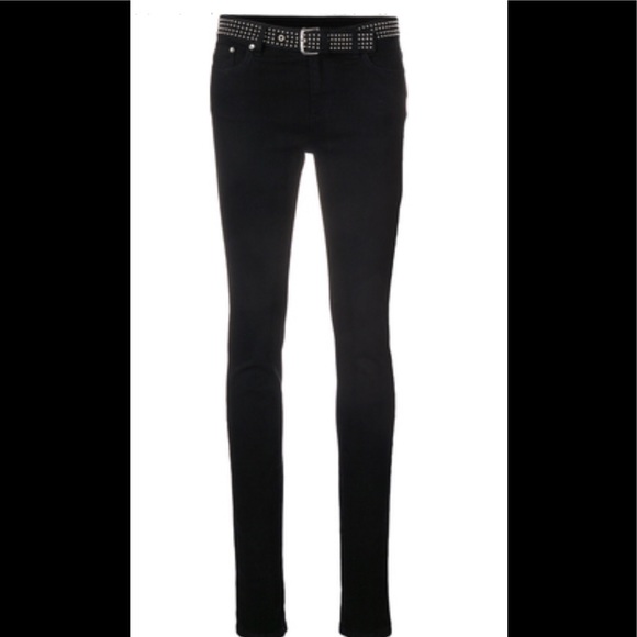RED Valentino black studded skinny straight jeans